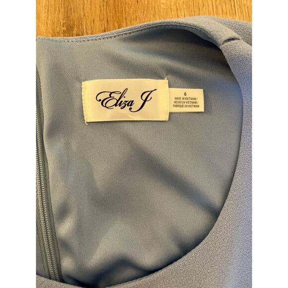 Eliza J Short Sleeve Sheath Dress Size 6 Blue Knee Length Wedding Guest Career - Picture 3 of 7